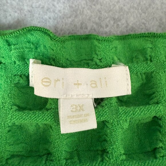 Eri + Ali Textured Square Bright Green Top Puff Sleeves Blouse Womens Size 3X - Picture 2 of 14